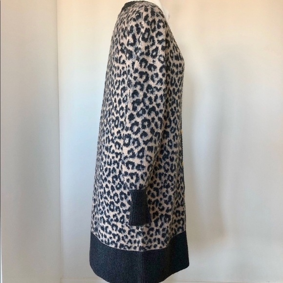 Marled grey leopard print cardigan - Picture 2 of 7